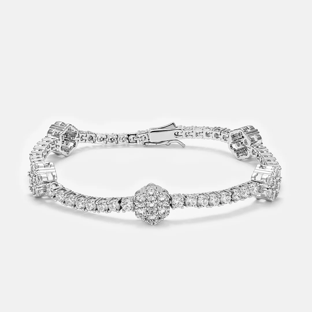 S925 Moissanite Cluster Hexagon Tennis Bracelet