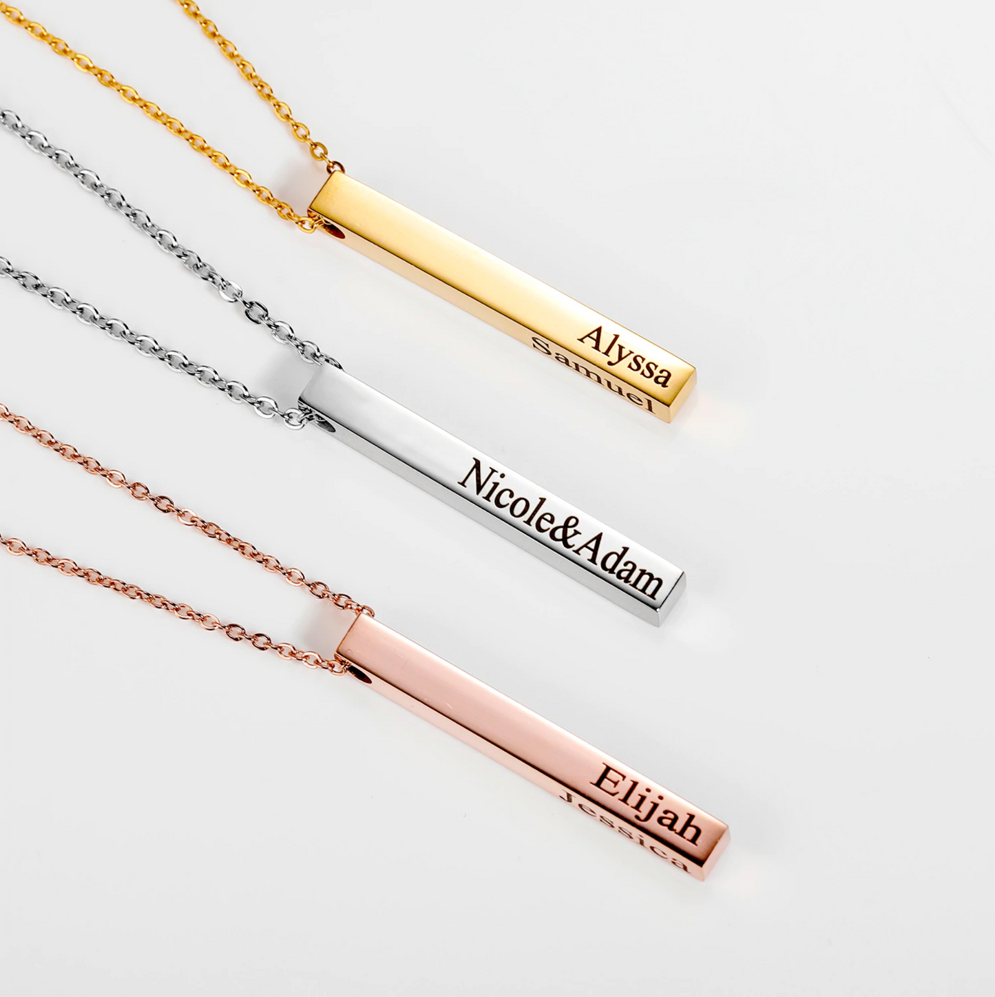 Engraved 3D Bar Necklace | Dorado Fashion