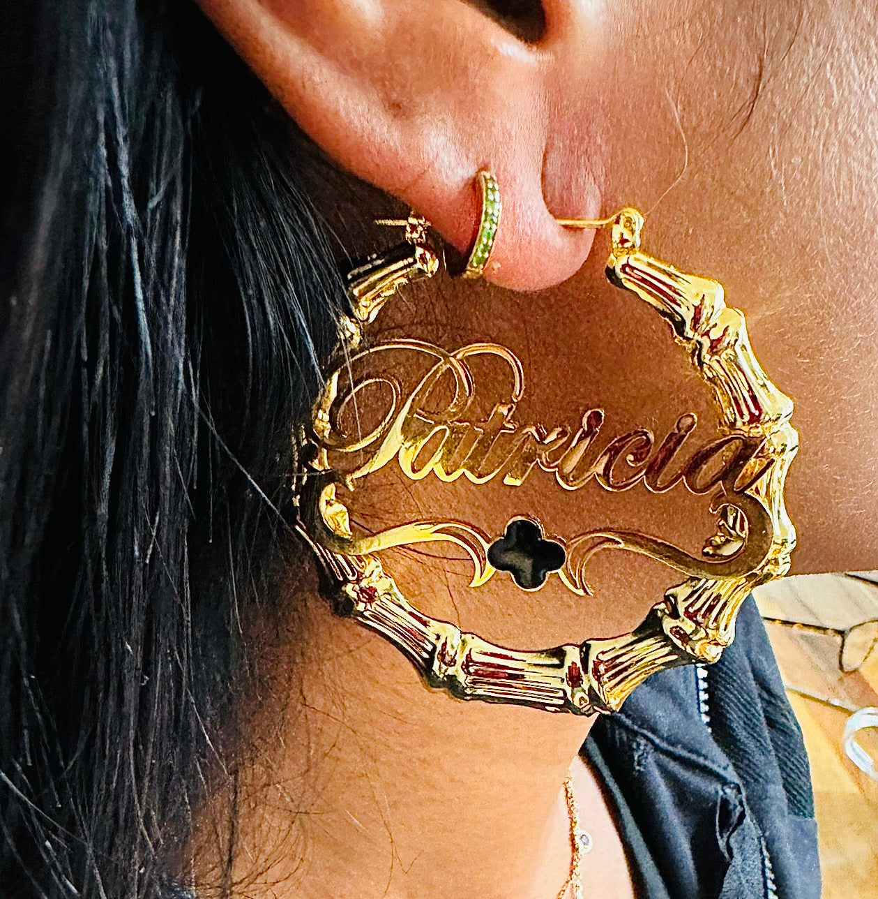 Boucles d'oreilles en bambou personnalisées exclusives