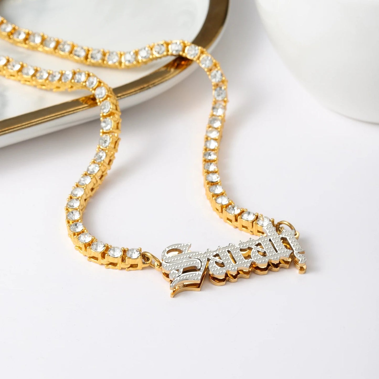 Custom Double Plated Name Tennis Necklace