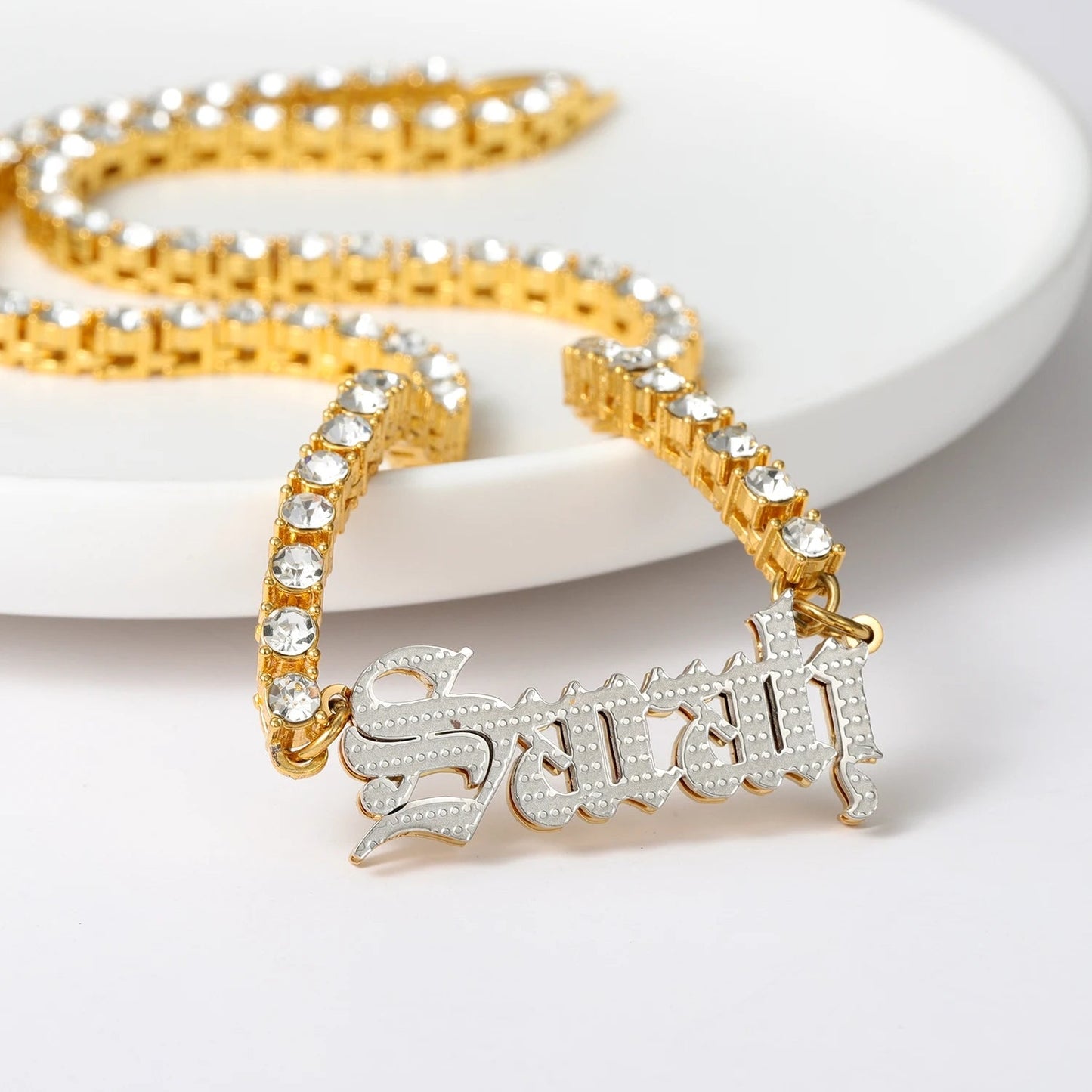 Custom Double Plated Name Tennis Necklace