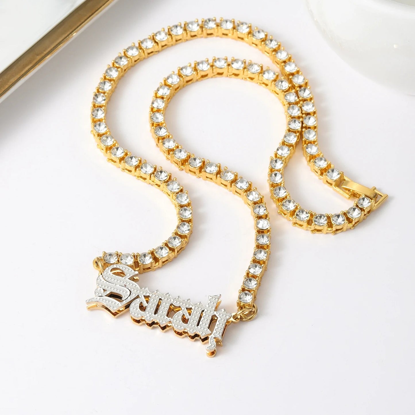 Custom Double Plated Name Tennis Necklace