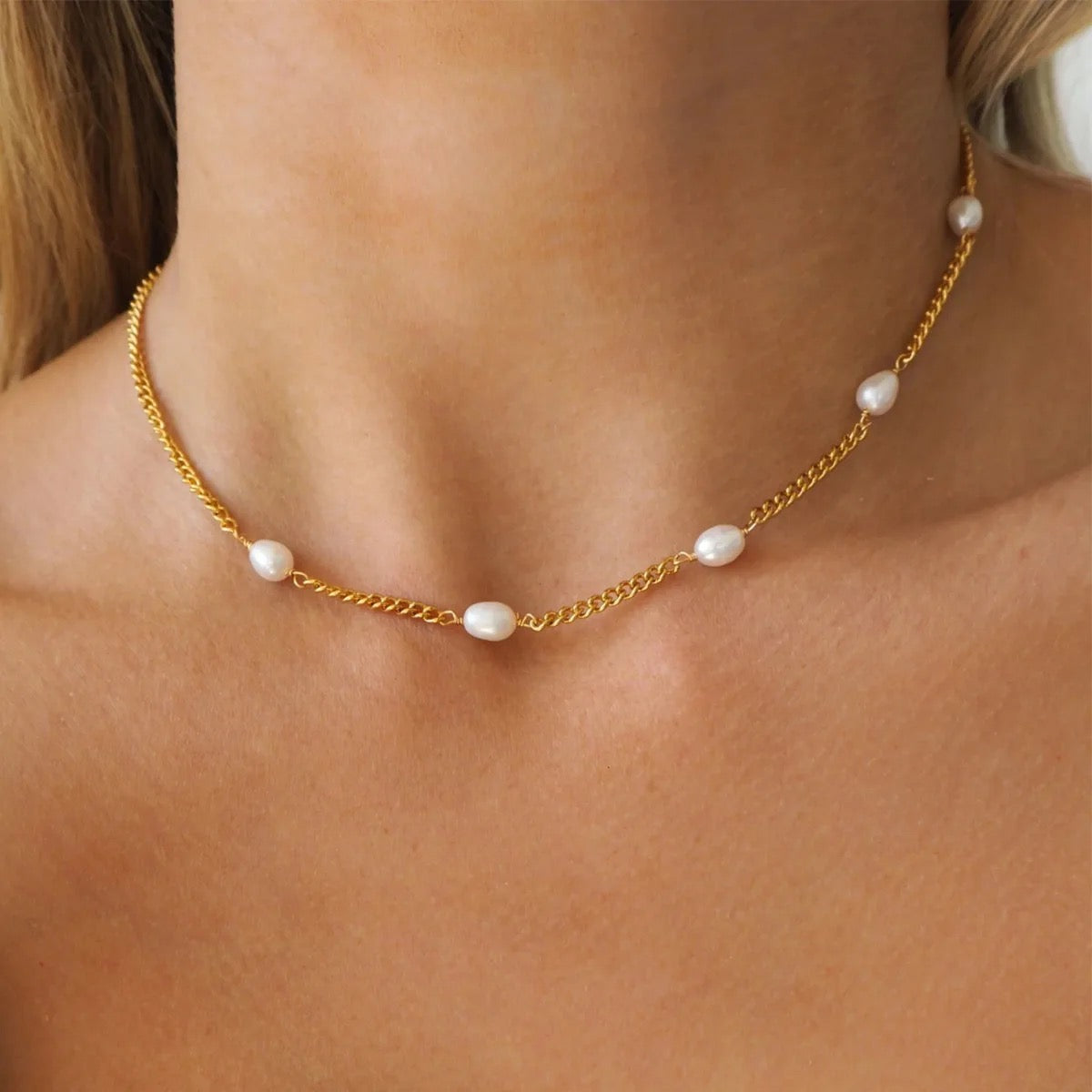 Layered Rope chain, Pearl necklace, snake chain.