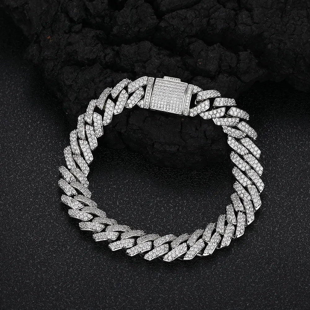 Mens 10mm Iced Two Row Cuban Bracelet