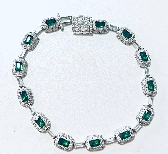 Exclusive Mens Iced Emerald Cushion Cut Bracelet