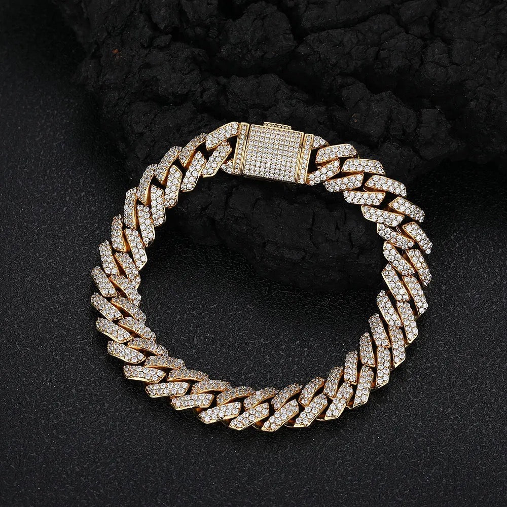 Mens 10mm Iced Two Row Cuban Bracelet