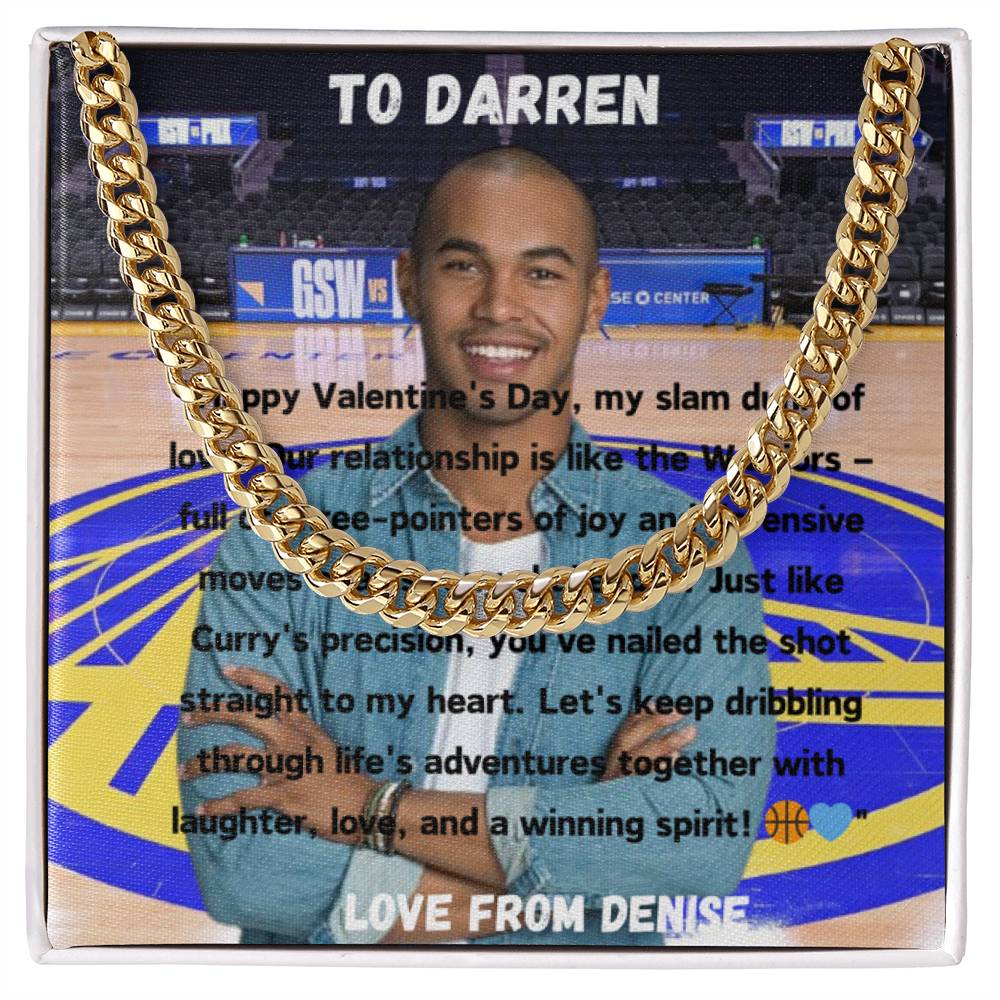 Custom Valentines Message Card & Cuban Necklace