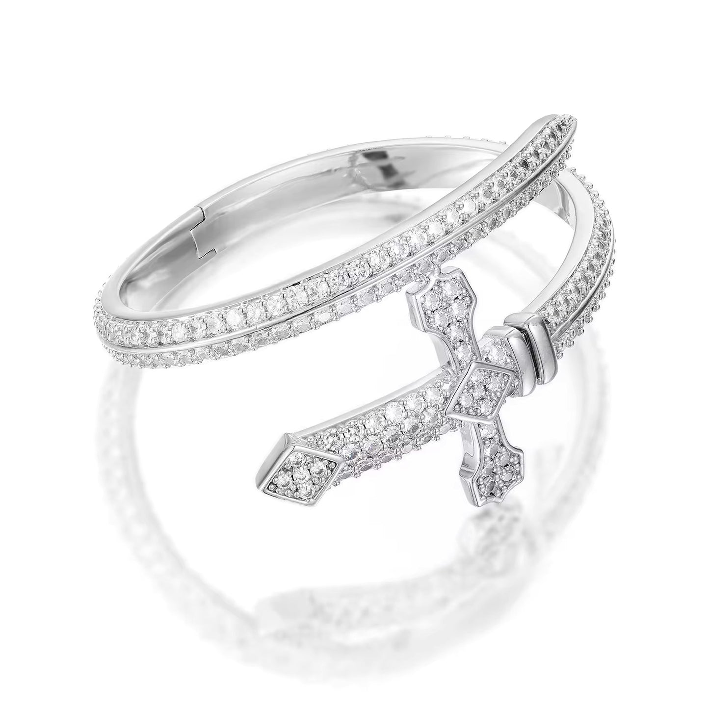 VVS Moissanite Diamond Iced Out Sword Cross Bangle