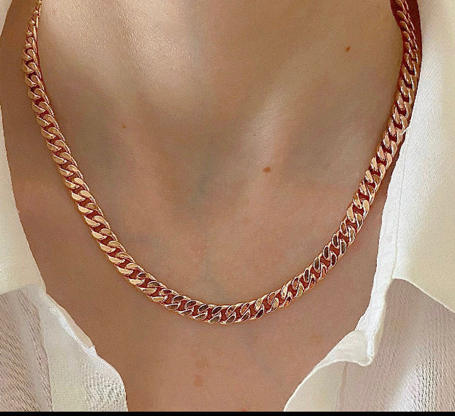 Unisex Rose Gold Cuban Necklace 7MM