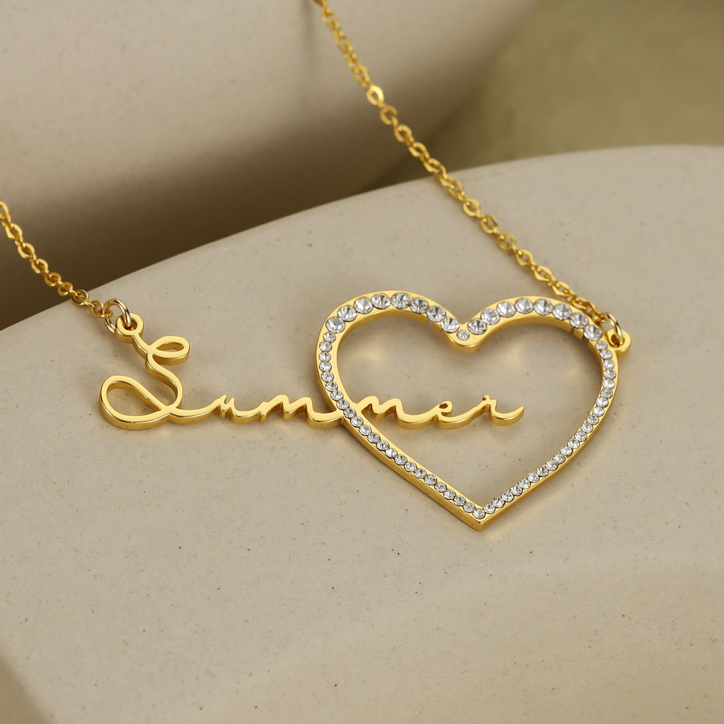 Custom Name Necklace With Iced Heart