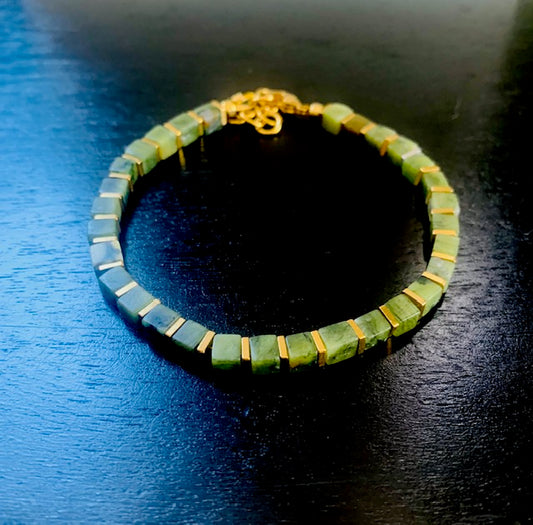 Exclusive Jade Handmade Cube Bracelet 4MM