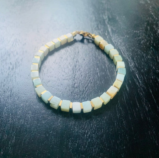 Exclusive Amazonite Cube Bead Bracelet 4MM