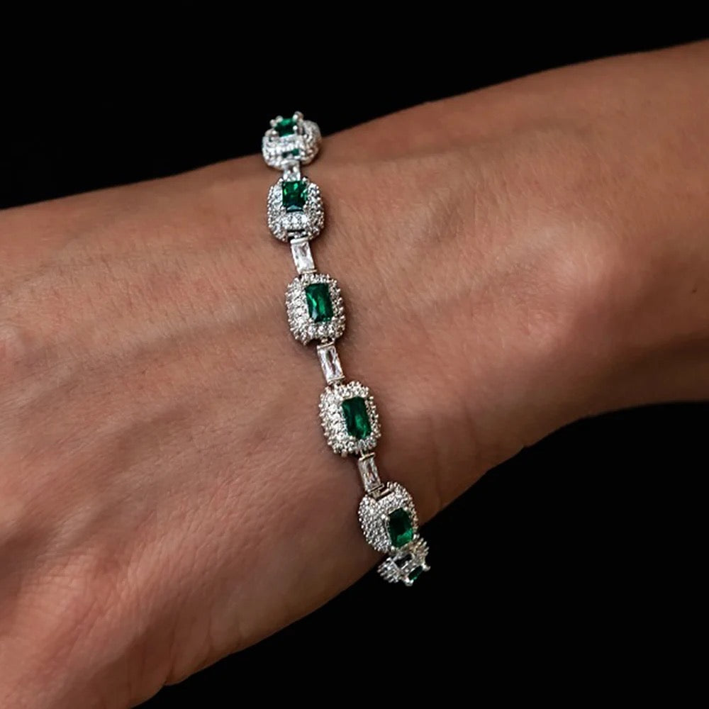 Exclusive Mens Iced Emerald Cushion Cut Bracelet