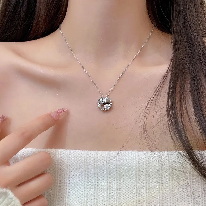 Collier d'amour coeur trèfle