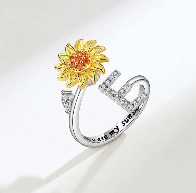 Spinning Sunflower Initial Anxiety Ring