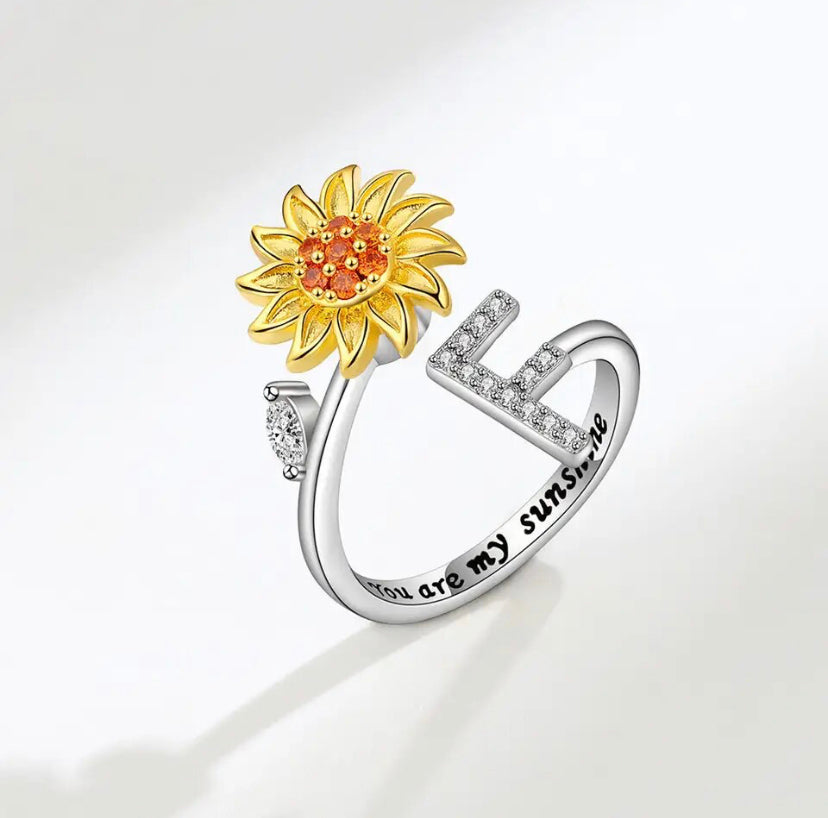 Spinning Sunflower Initial Anxiety Ring