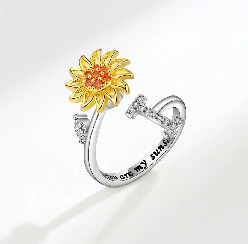 Spinning Sunflower Initial Anxiety Ring