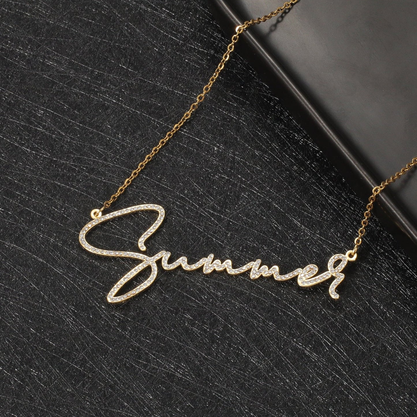 Crystal Signature Font Necklace