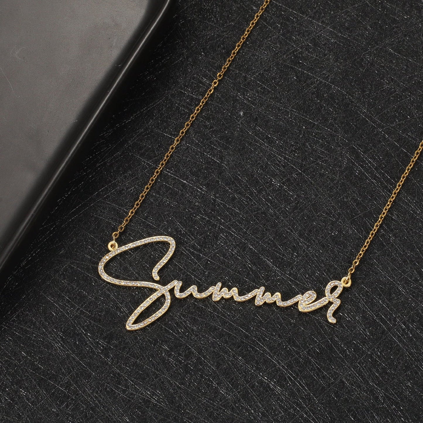 Crystal Signature Font Necklace