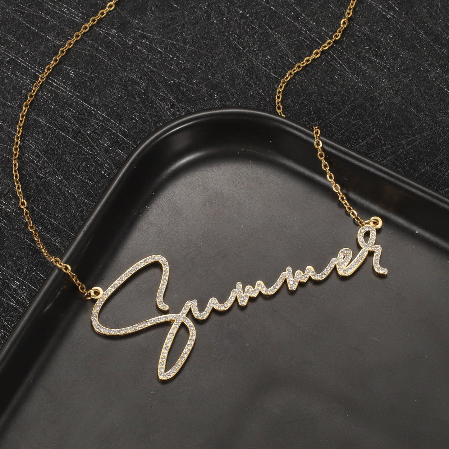 Crystal Signature Font Necklace