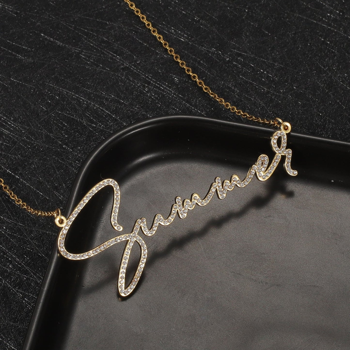 Crystal Signature Font Necklace