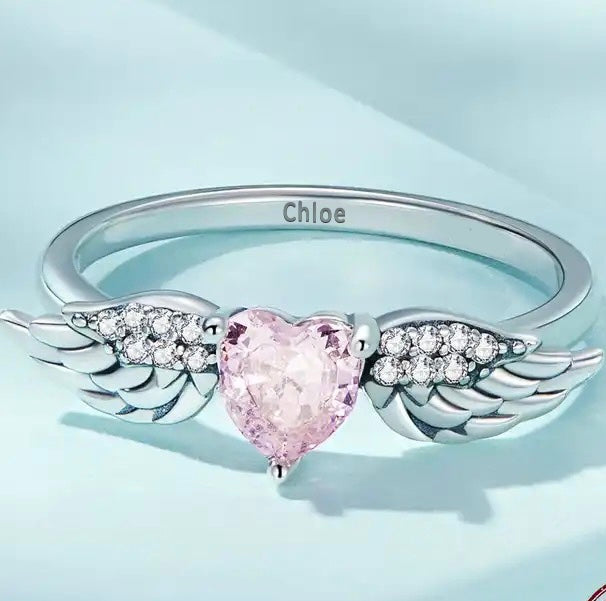 Angel Wings Heart Ring