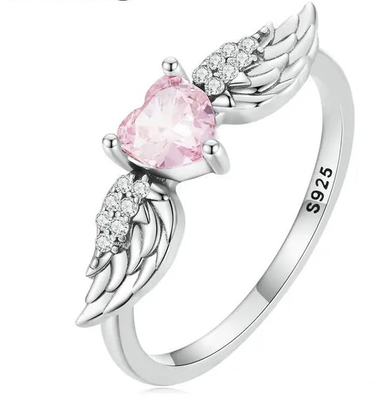 Angel Wings Heart Ring