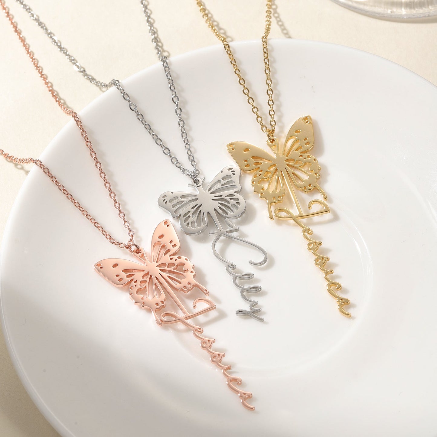 Birthday Butterfly Name Necklace