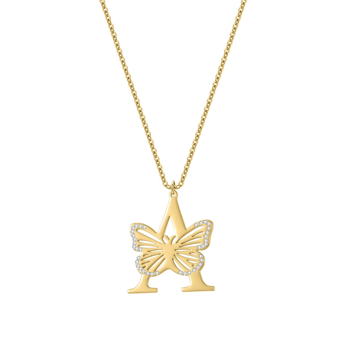 Crystal Butterfly Letter Necklace