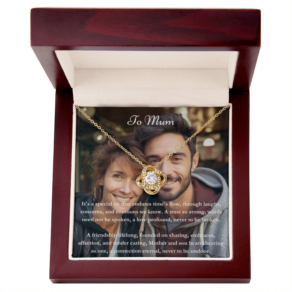 Exklusive personalisierte Mama & Son Message Card & Knot Halskette