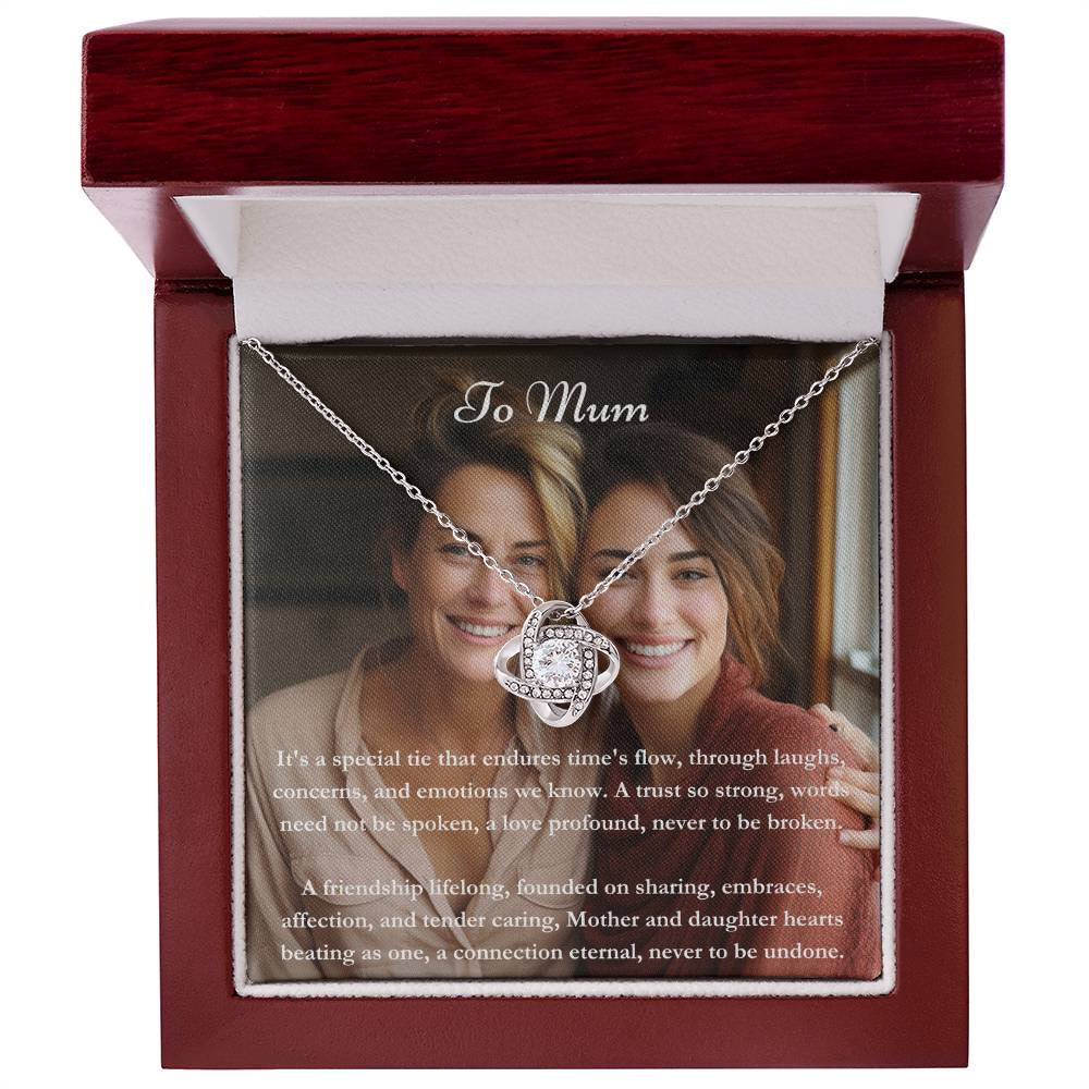 Exclusieve gepersonaliseerde mama en dochter Message Card & Knot Necklace