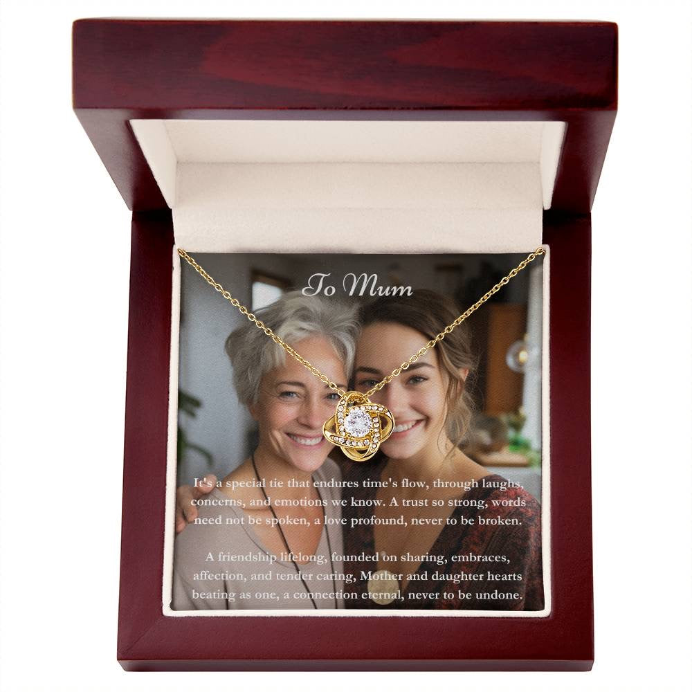 Exclusieve gepersonaliseerde mama en dochter Message Card & Knot Necklace