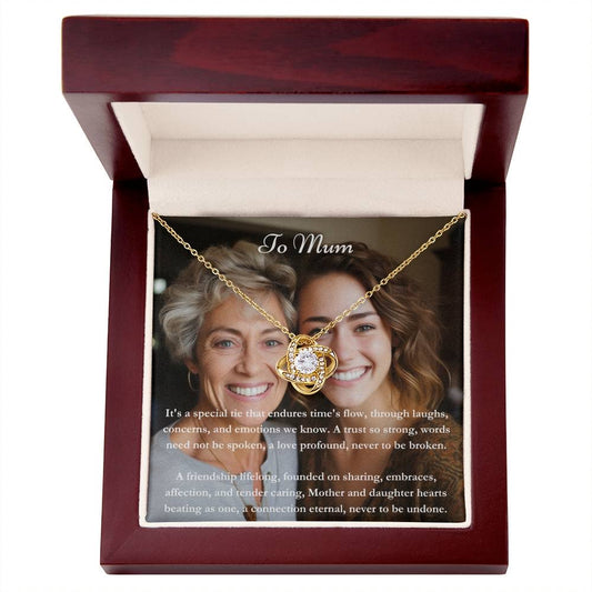 Exclusieve gepersonaliseerde mama en dochter Message Card & Knot Necklace