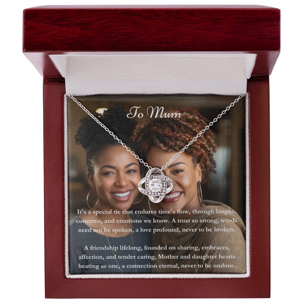 Exclusieve gepersonaliseerde mama en dochter Message Card & Knot Necklace