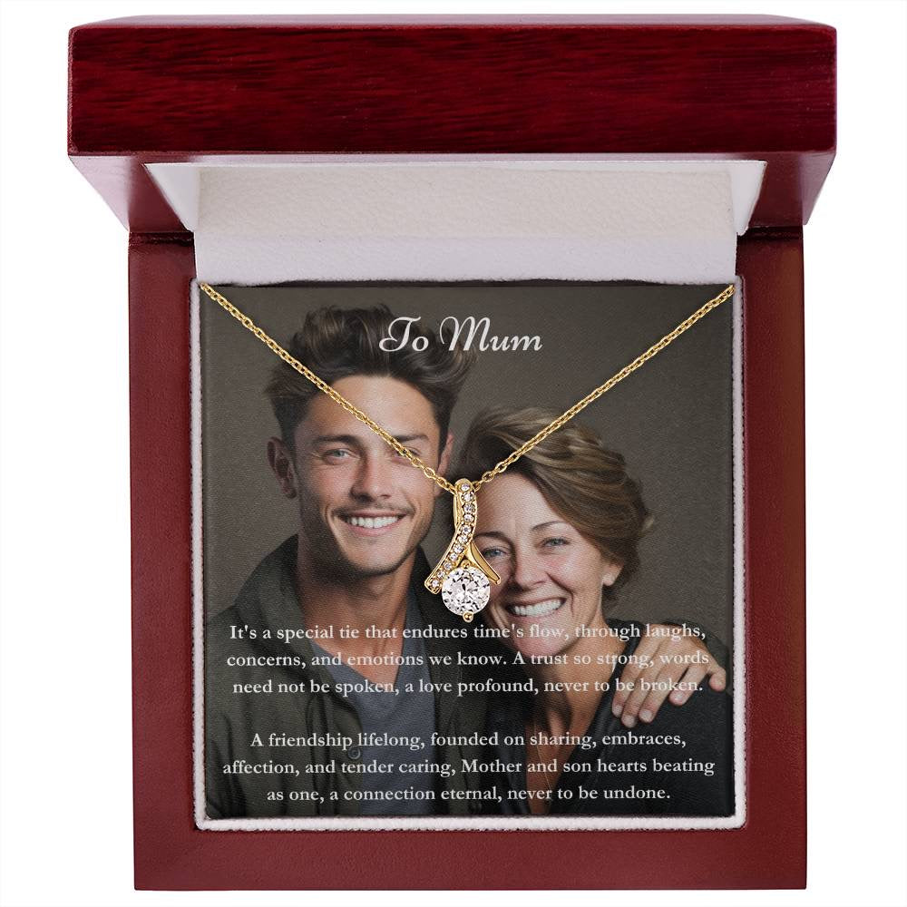 Exclusieve gepersonaliseerde mama & zoon Message Card & Knot -ketting