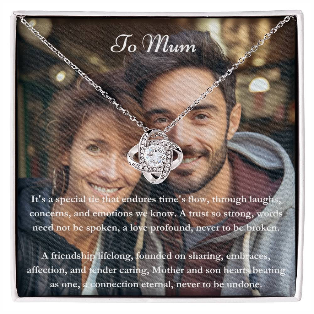 Exclusive Personalized Mum & Son Message Card & Knot Necklace