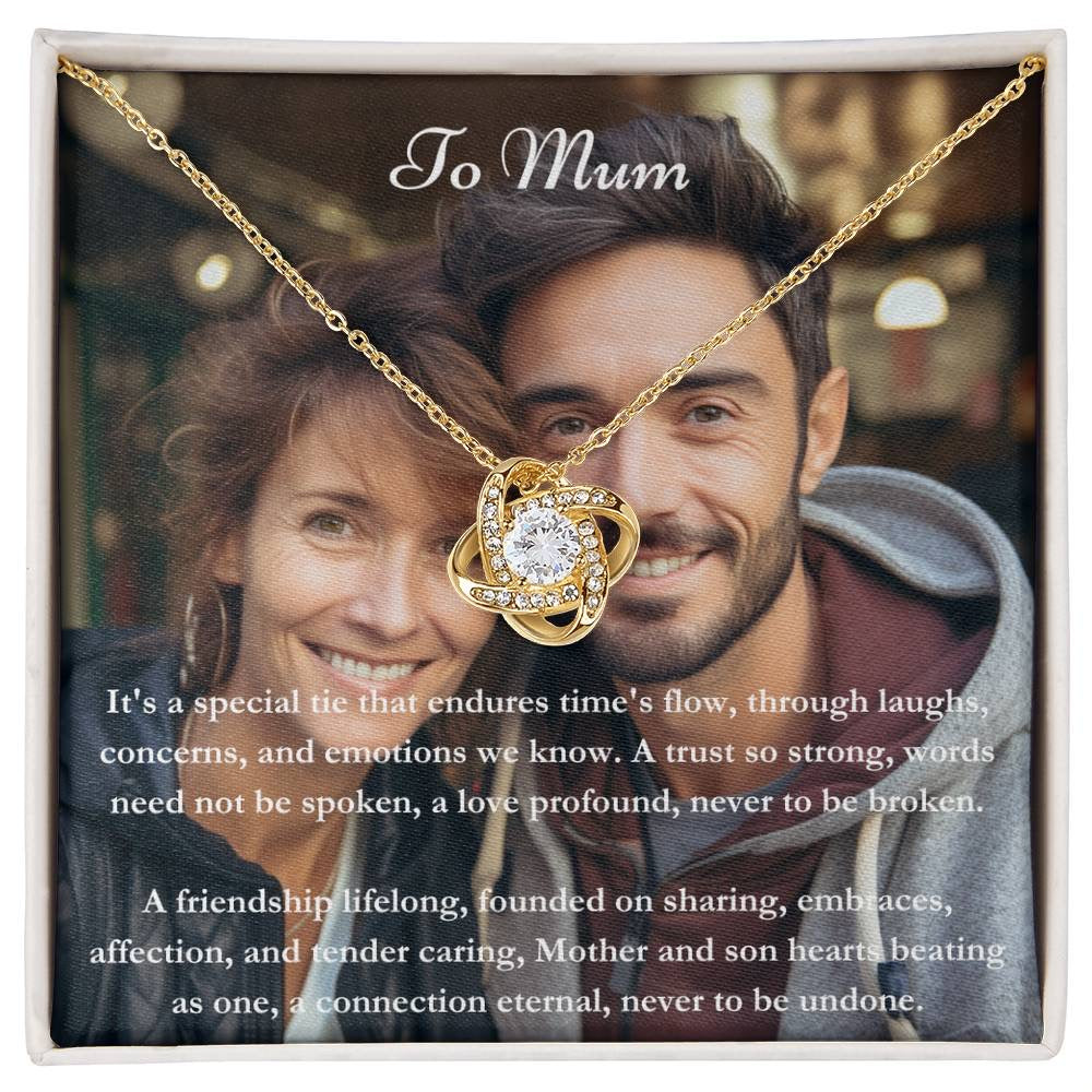 Exclusive Personalized Mum & Son Message Card & Knot Necklace