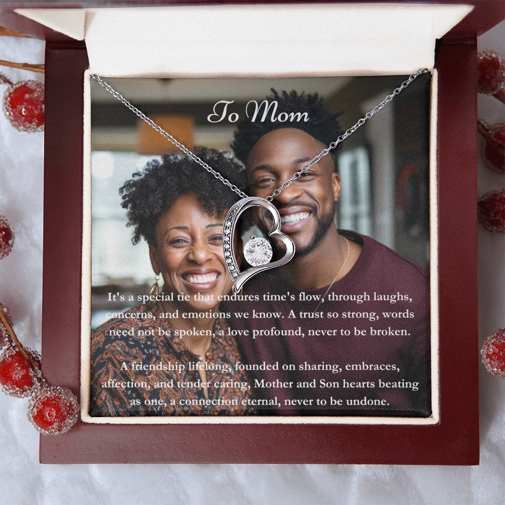 Personalized Mom & Son Message Card & Necklace