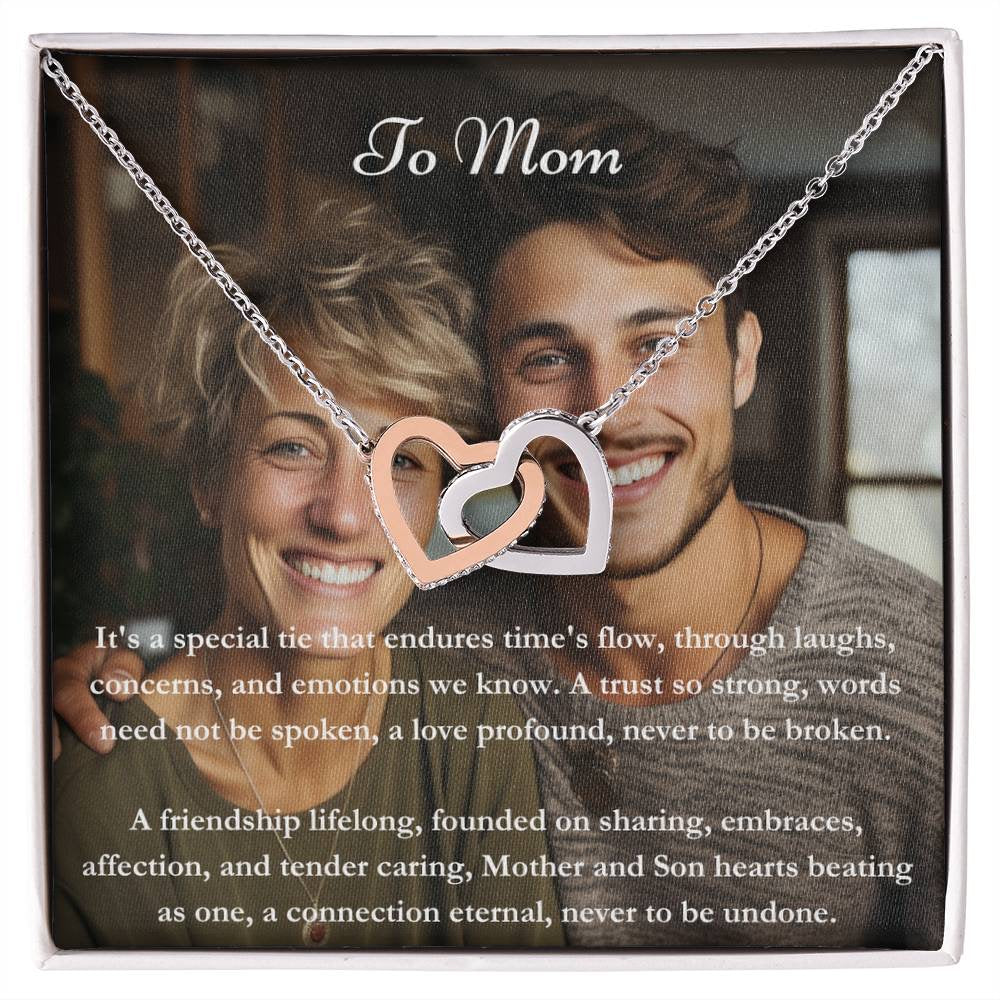 Tarjeta de mensaje y collar personalizado de mamá e hijo