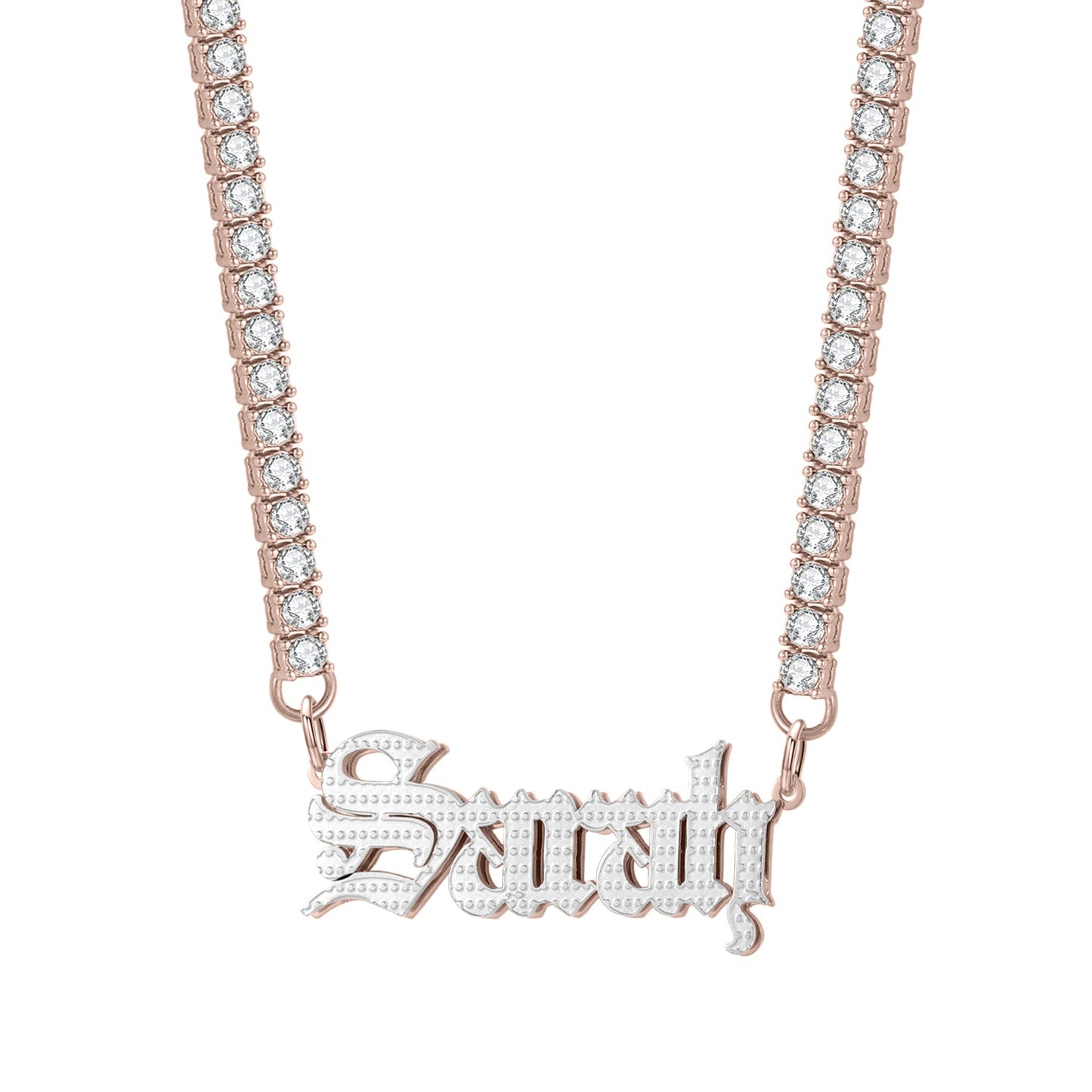 Custom Double Plated Name Tennis Necklace