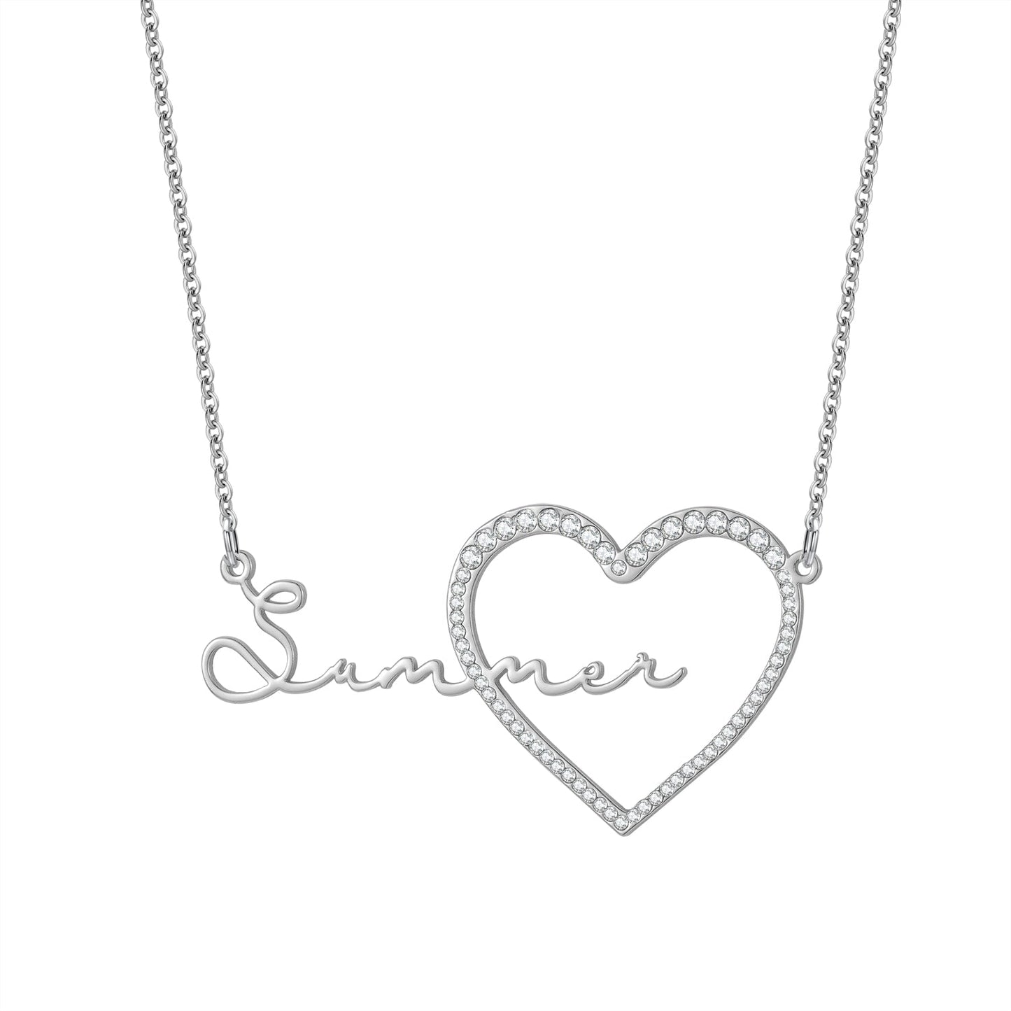 Custom Name Necklace With Iced Heart