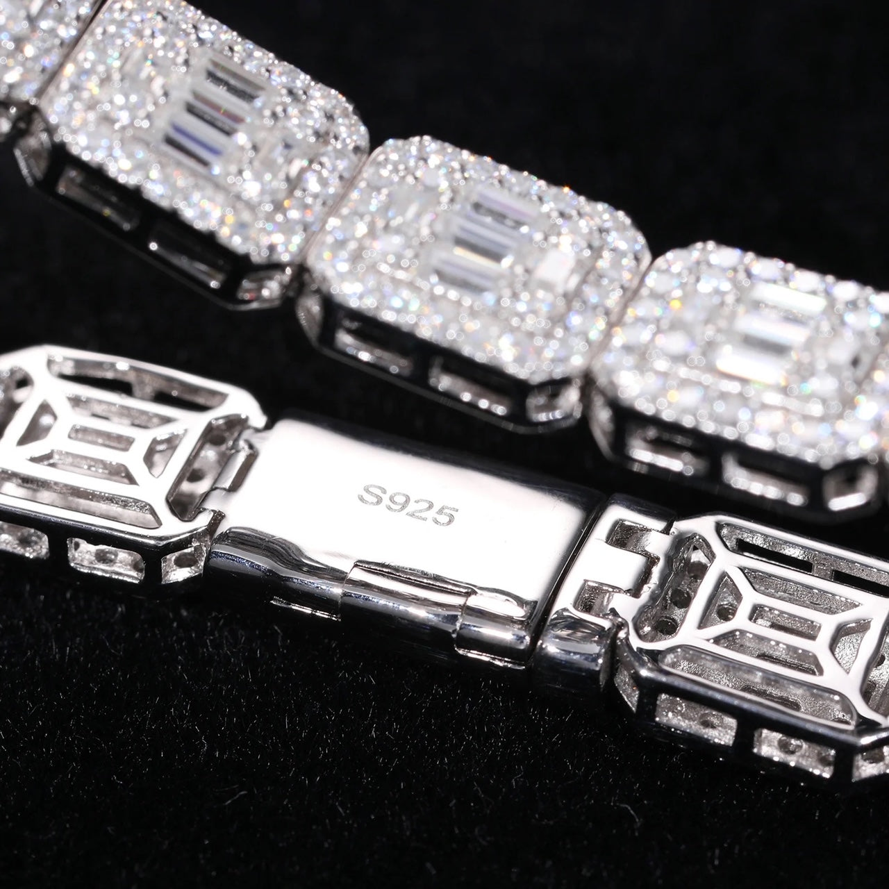 VVS Baguette Moissanit Diamond Tennis Cluster Armband