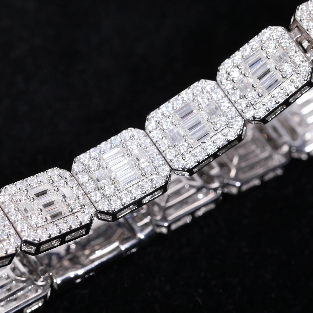 VVS Baguette Moissanit Diamond Tennis Cluster Armband