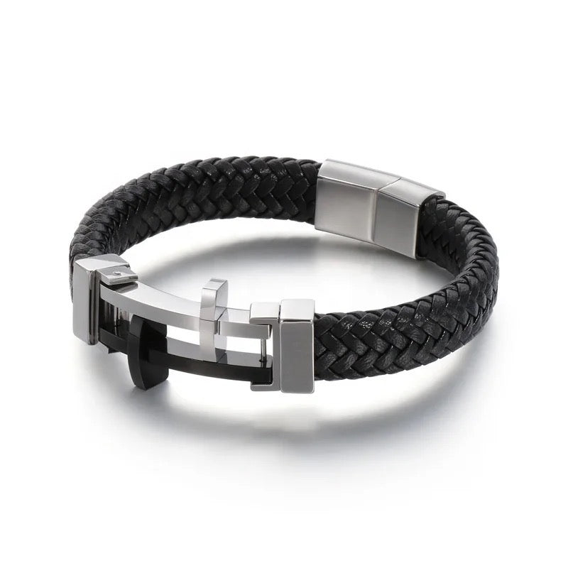 Exclusive Mens Customized Braided Double Cross Bracelet