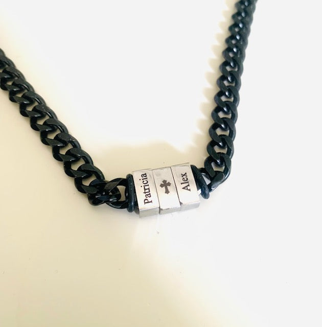 Black Cuban Link Chain With Names