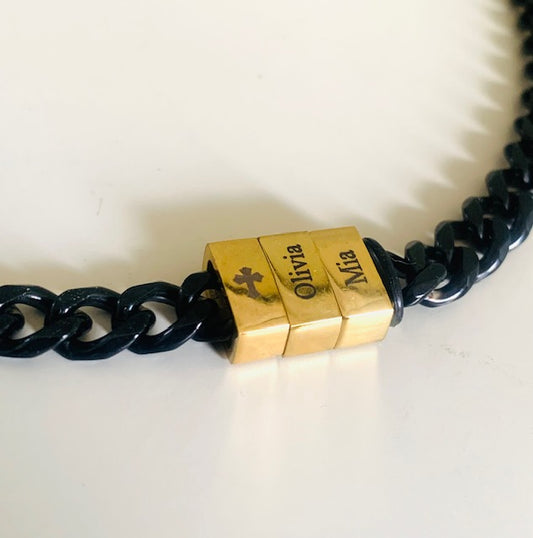 Black Cuban Link Chain With Names