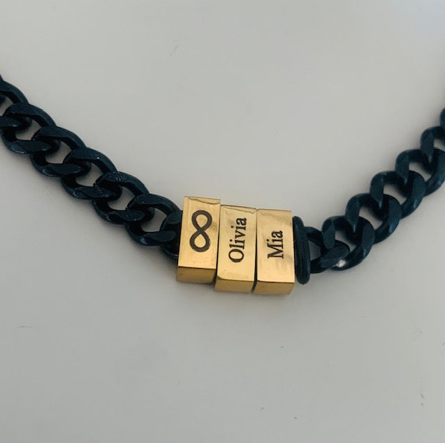 Black Cuban Link Chain With Names