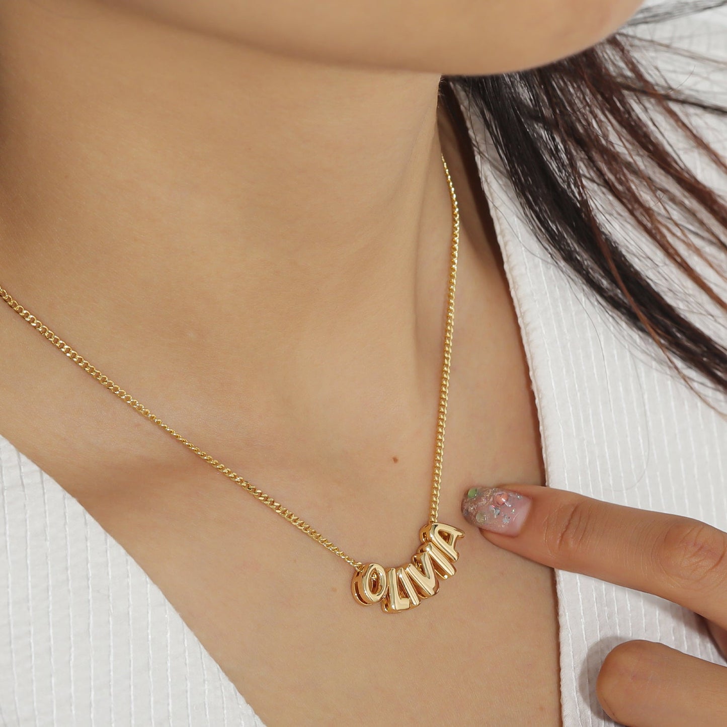 Custom Bubble Name Necklace