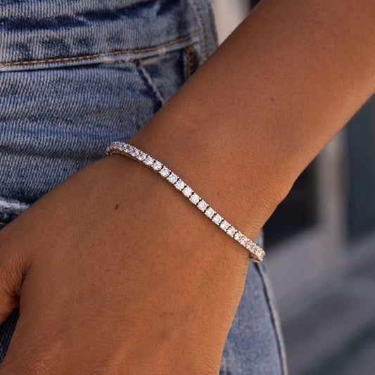 Bracelet de tennis en diamant en or blanc - 3 mm