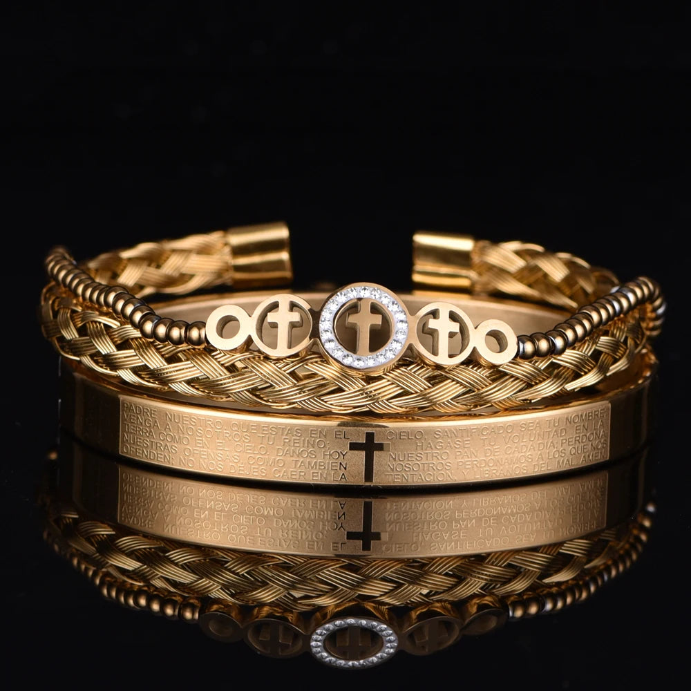 Regal Steel Cross Bracelets for Men